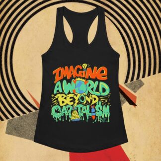 'Imagine A World Beyond Capitalism' fitted racerback tank top